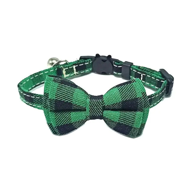 Cotton Cat Collar with Bow Tie and Safety Buckle