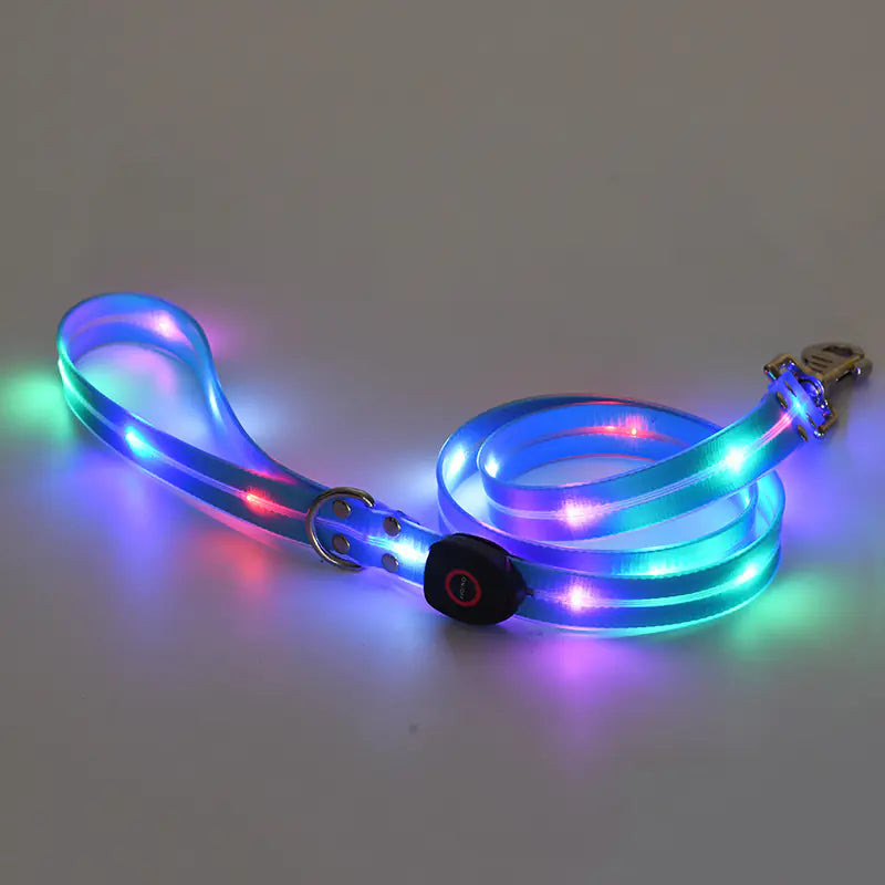 Rechargeable LED Luminous Nylon Pet Collar & Tow Rope