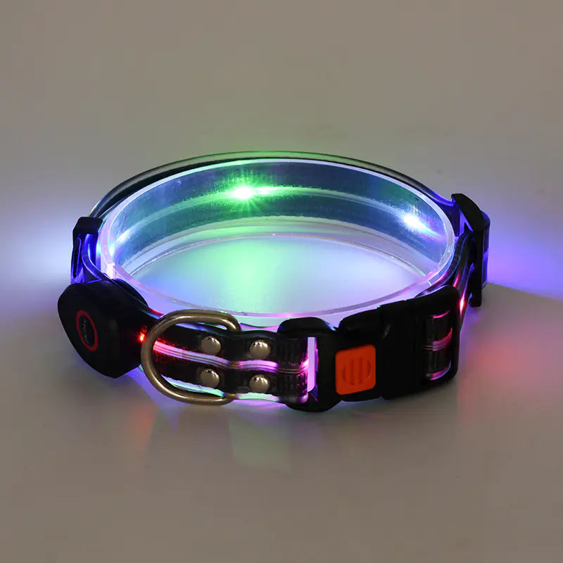 Rechargeable LED Luminous Nylon Pet Collar & Tow Rope