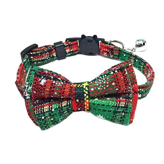 Cotton Cat Collar with Bow Tie and Safety Buckle