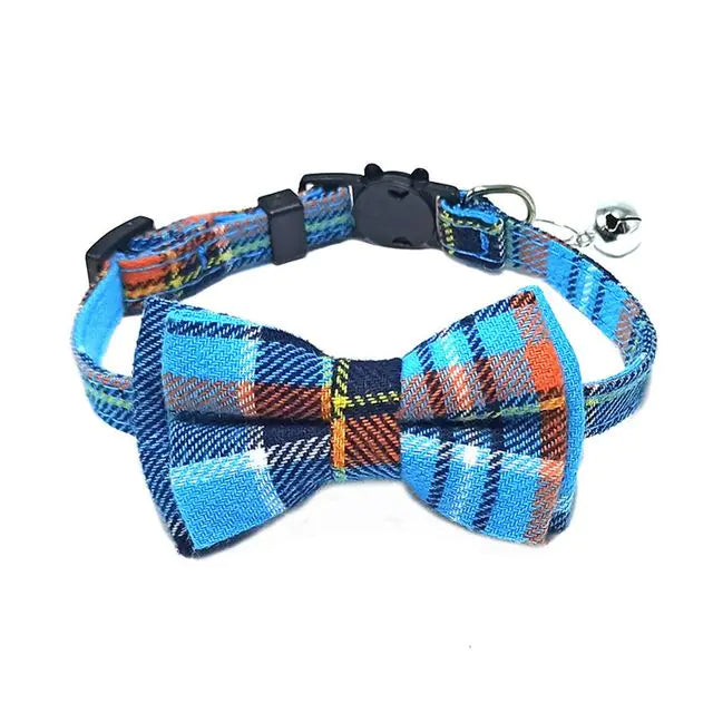 Cotton Cat Collar with Bow Tie and Safety Buckle
