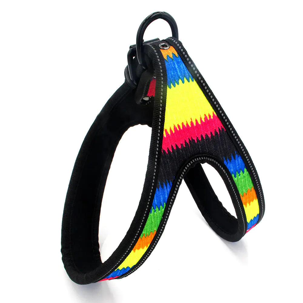 Reflective Pet Harness in Colorful Printed Oxford Fabric