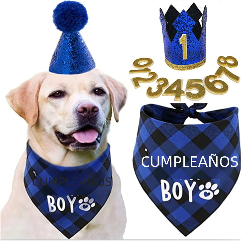 Pet Birthday Bandana and Party Hat for Dogs