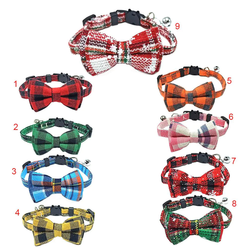 Cotton Cat Collar with Bow Tie and Safety Buckle