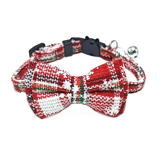 Cotton Cat Collar with Bow Tie and Safety Buckle