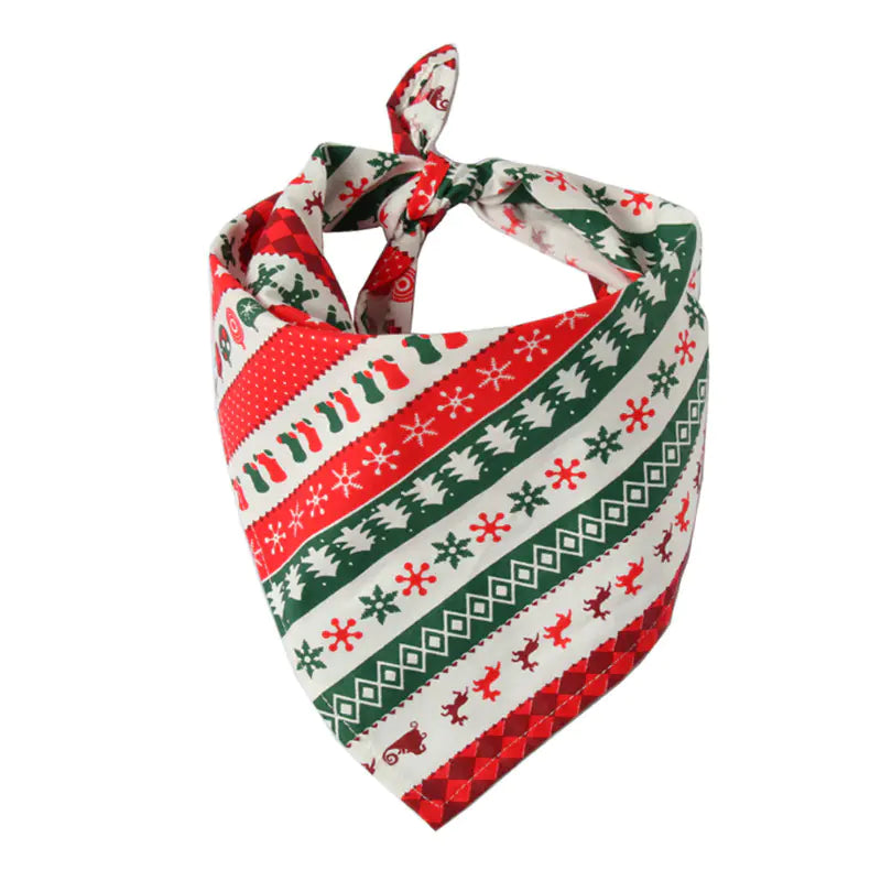 Christmas Print Triangle Scarf for Dogs