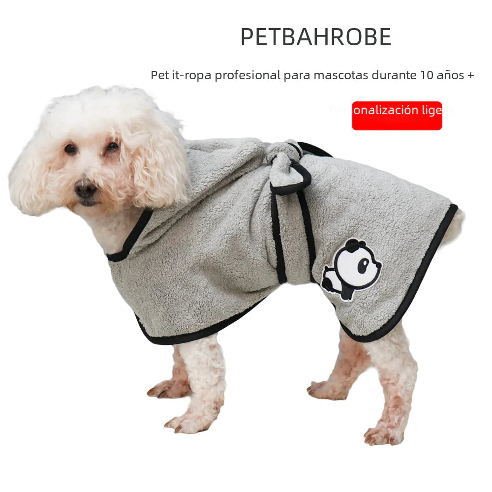 Quick-Dry Coral Fleece Pet Bathrobe with Embroidery