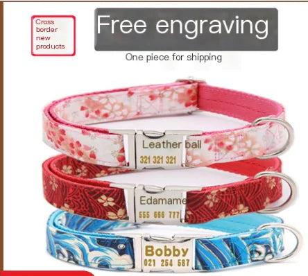 Customizable Pet Collar with Name and Phone Tag