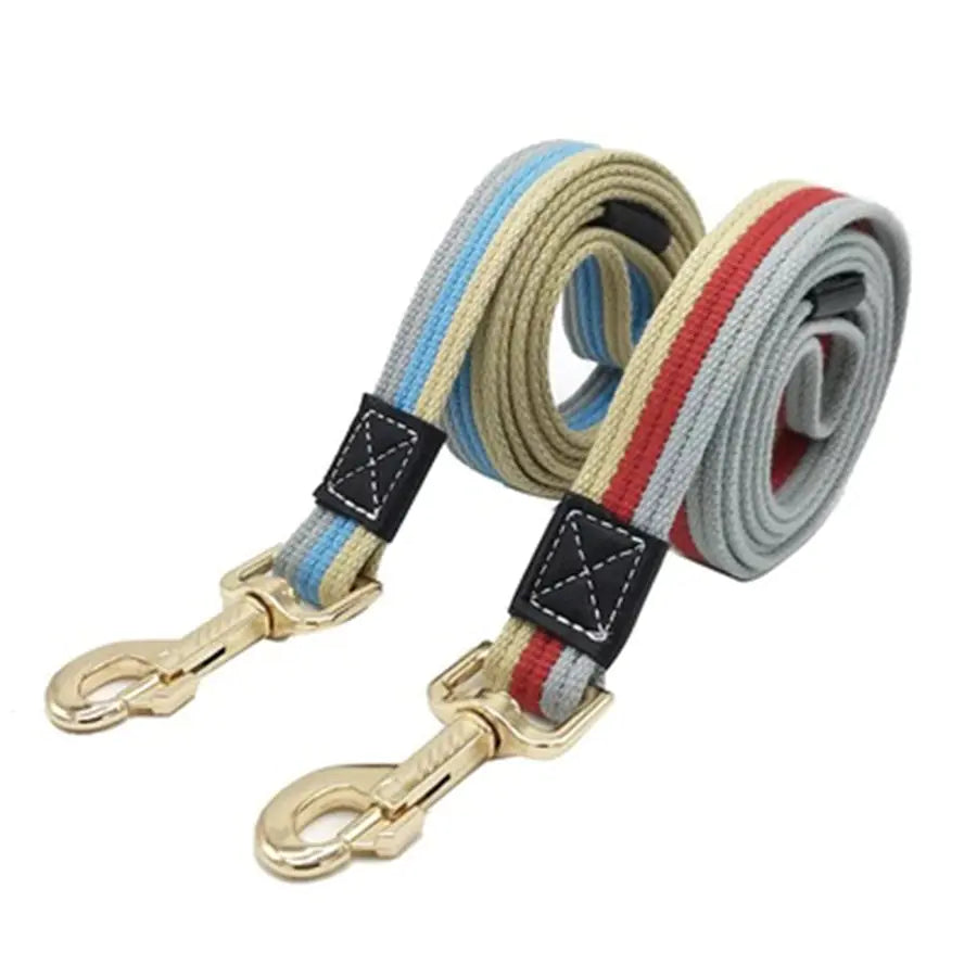 Striped Dog Leash with Safety Rope and Traction Line