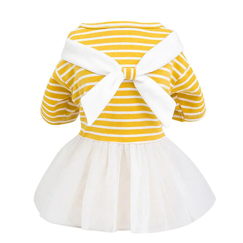 New Spring Summer Dog Clothing with White Bow Dress
