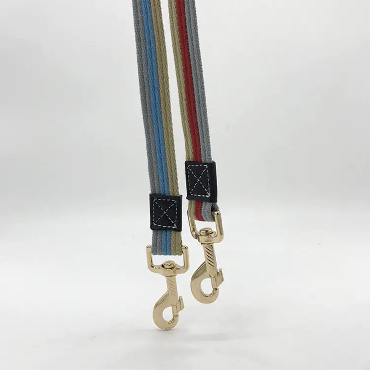 Striped Dog Leash with Safety Rope and Traction Line