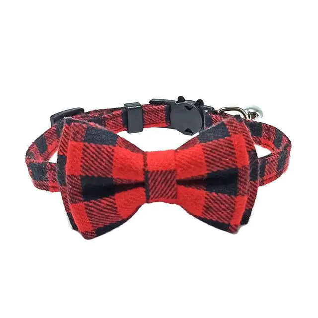 Cotton Cat Collar with Bow Tie and Safety Buckle