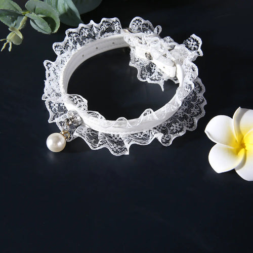 Adjustable Cat Collar with Bell and Lace Design
