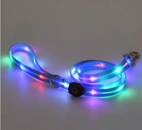 Rechargeable LED Luminous Nylon Pet Collar & Tow Rope