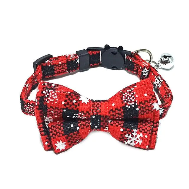 Cotton Cat Collar with Bow Tie and Safety Buckle