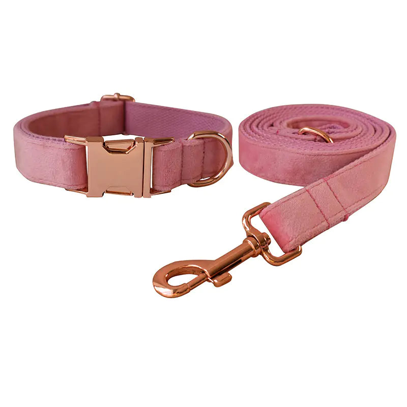 Double Layer Microfiber Rose Gold Buckle Pet Collar
