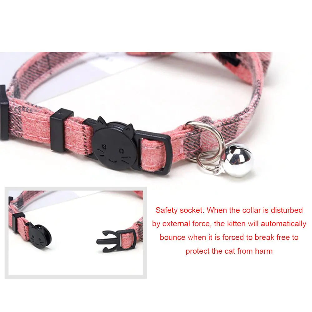 Cotton Cat Collar with Bow Tie and Safety Buckle